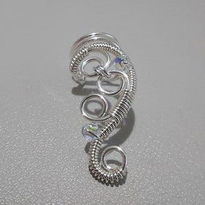 Silver Ear Cuff Silver plated Swirl Swarovski Ear Wrap