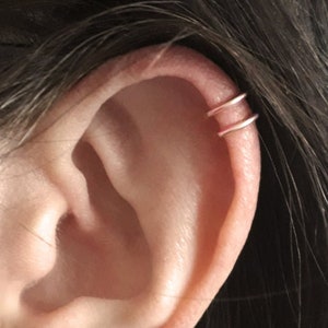 Helix Hoops, Fake Helix Ring, Two Ring Helix, Ear Cuff, Silver Helix Ring, Gold Helix Ring, Rose Gold Helix, No Piercing Helix, Helix Hugger