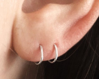 Par de pendientes Hugger, pendientes de aro de cartílago, pendientes de oro, pendientes de aro para niñas, pendientes de plata de ley, joyería de oreja para mujer.