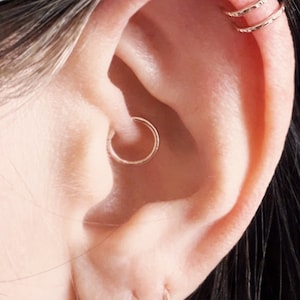 Aro Daith relleno de oro rosa, anillo para hélix, anillo para cartílago, anillo Daith simple, hélix, hélix de plata de ley, anillo Daith de oro, anillo para hélix de oro