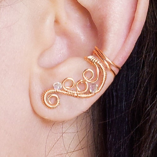 Gold Ear Cuff/chain Earcuff/24k Gold Plated Ear Wrap/bridal Etsy