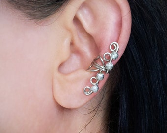 Silver Ear Cuff Glitter Silver Beads Ear Wrap