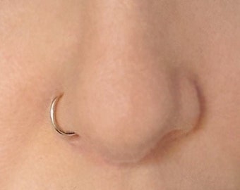 Rose Gold Nose Ring, Nose Ring, Gold Cartilage Hoops, Hugger Earrings, Gold Helix Hoops, Gold Huggies, Tiny sleeper earrings