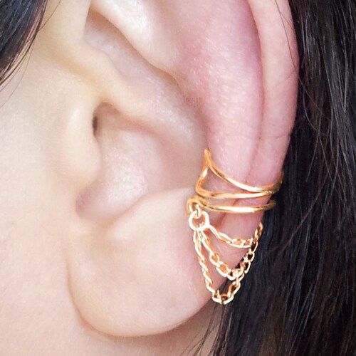 Gold Chain Ear Cuff Gold Plated Chain Ear Wrap Etsy