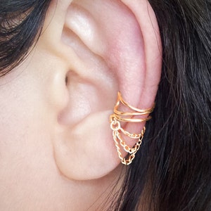 Gold Chain Ear Cuff  Gold plated Chain Ear Wrap