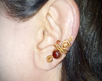 Teal Plated Jodie Kuff Healing Ear Kuff with Agate Crystals