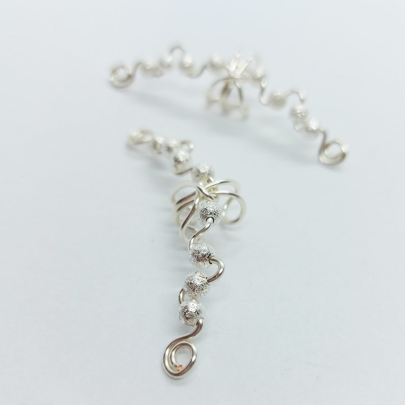 Silver Ear Cuff Glitter Silver Beads Large Ear Wrap Etsy