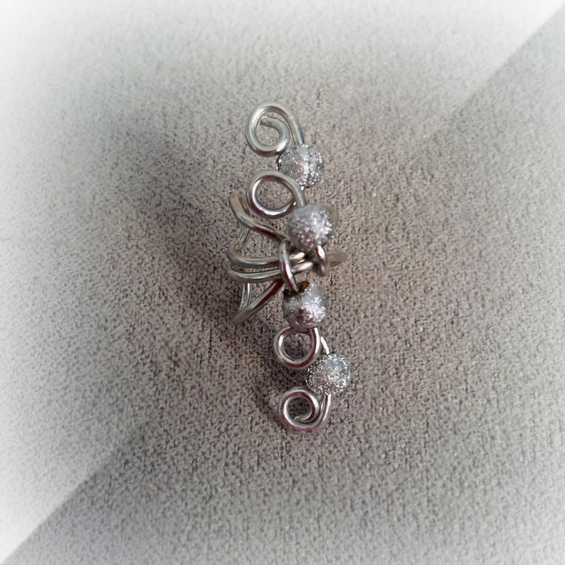 Silver Ear Cuff Glitter Silver Beads Ear Wrap Etsy