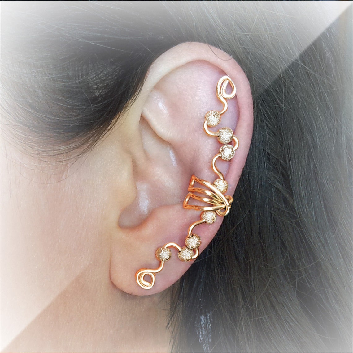 Gold Ear Cuff 24K Gold Plated Glitter Gold Large Ear Wrap Etsy
