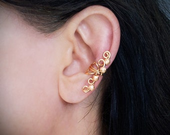 Gold Ear Cuff plated Ear Cuff Gold Glitter Beads Ear Wrap