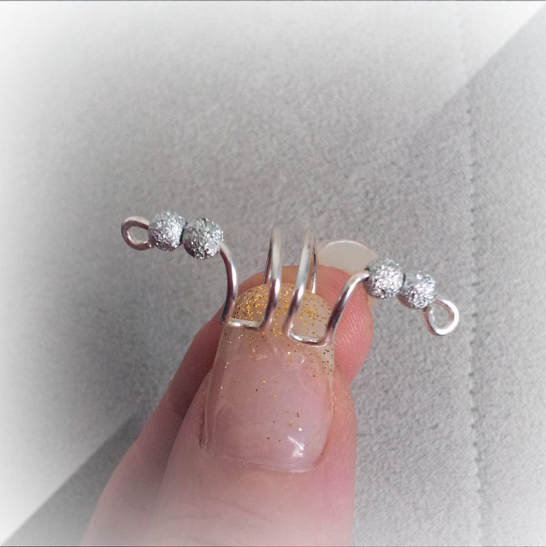 Silver Ear Cuff Glitter Silver Beads Ear Wrap Etsy