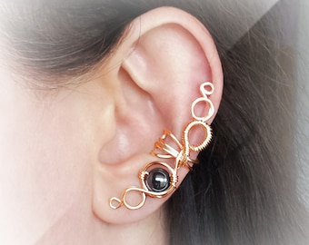 Gold Ear Cuff 24K Gold Plated Hematite Ear Wrap