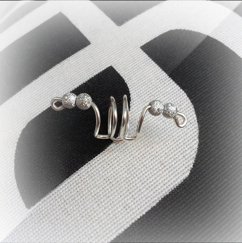 Silver Ear Cuff Glitter Silver Beads Ear Wrap Etsy