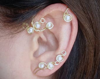 Die Schöne und das Biest inspiriert Ohrmanschette, Belles Ohr wickeln, Disney Ohrmanschette, Perle Ohr Vine, Ballroom Ohrmanschette, kein Piercing Ohr wickeln Vine
