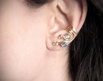 Vergulde Ear Cuff Swarovski Crystal Sparkle Vergulde Ear Wrap