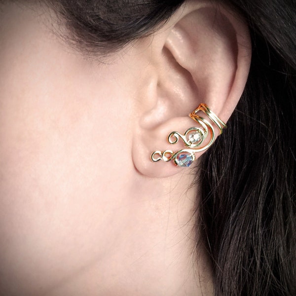 Gold Plated Ear Cuff Swarovski Crystal Sparkle Gold plated Ear Wrap