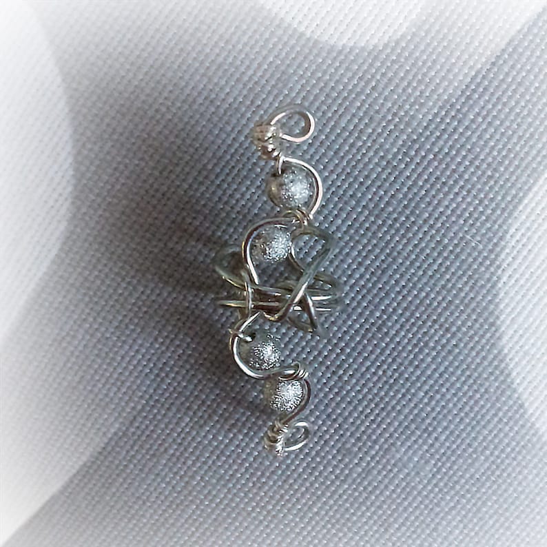Silver Ear Cuff Glitter Silver Beads Swirly Ear Wrap Etsy
