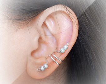 Silver Ear Cuff Glitter Silver Beads Ear Wrap