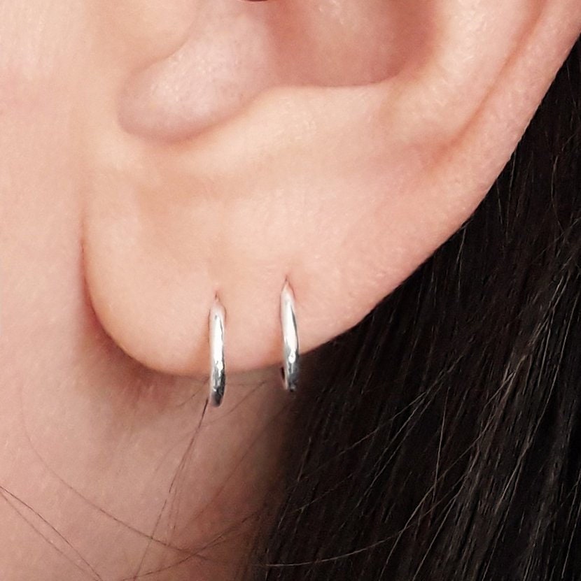 Boucles D'Oreilles Mignonnes Cœur Accroche Cartilage - Petits Huggies Hoop Argent Minimalistes Pour Femmes Et Filles