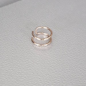 Hammered Sterling Silver Helix Hoops, Fake Helix Ring, Two Ring Helix, Ear Cuff, Helix, Rose Gold Helix, No Piercing Helix, Helix Hugger image 10