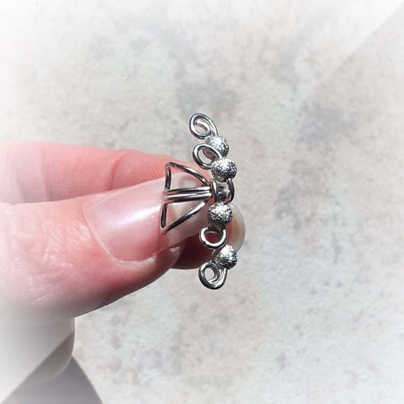 Silver Ear Cuff Glitter Silver Beads Ear Wrap Etsy