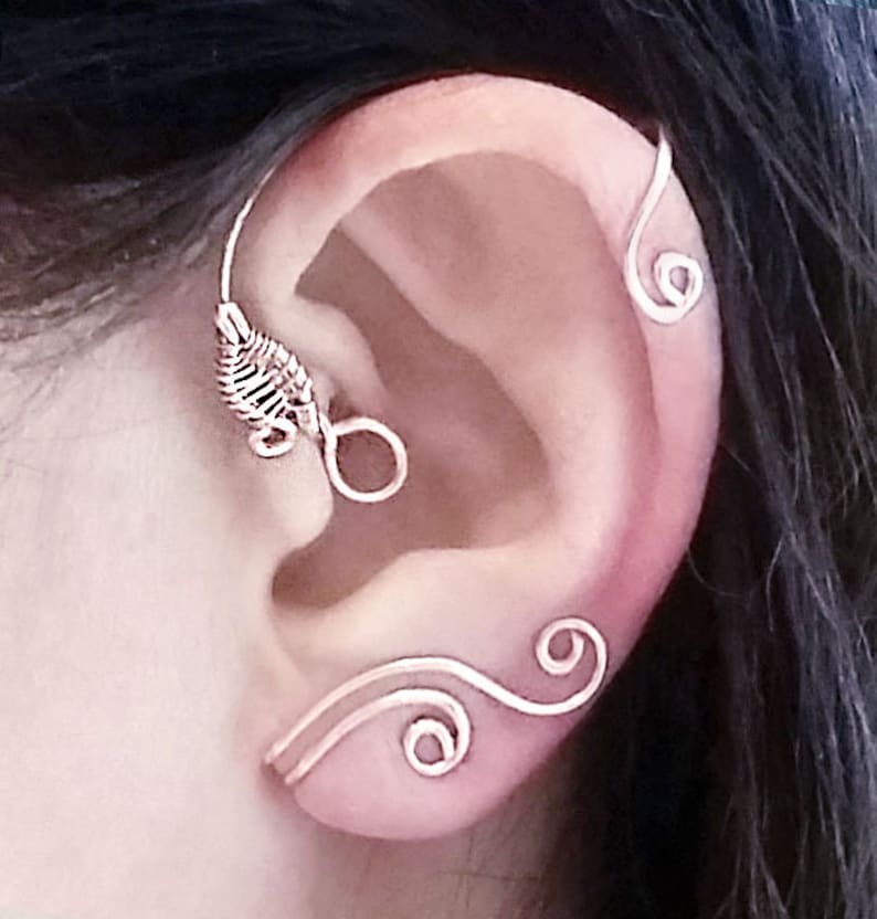 Ear Wrap Inspired by Beauty and the Beast Silver Ear Wrap Gold Ear Vine No Piercing Cuff image 4