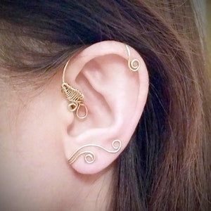 Ear Wrap Inspired by Beauty and the Beast Silver Ear Wrap Gold Ear Vine No Piercing Cuff image 1