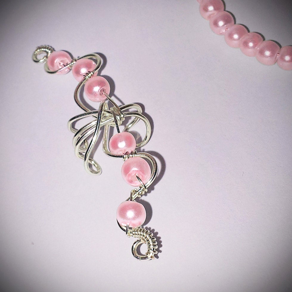 925 Elegant Silver and Pink Ear Cuff SUVANI 925 Stelring Silver Fuchsia Pink Swarovski Crystal  main image 3