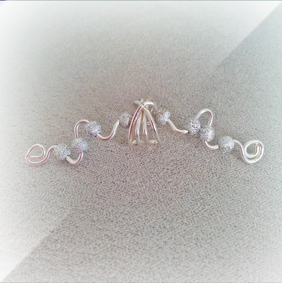 Silver Ear Cuff Glitter Silver Beads Large Ear Wrap Etsy