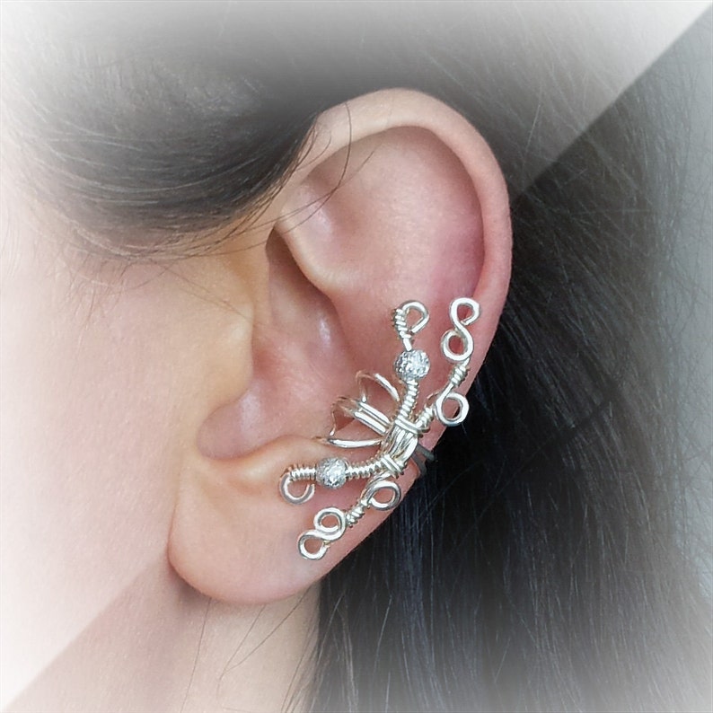 Silver Ear Cuff Glitter Silver Ear Wrap image 1