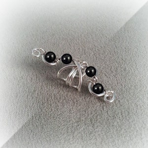 Silver Ear Cuff Black Onyx Silver Ear Wrap image 2