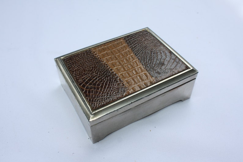 Vintage box with snake leather finishing