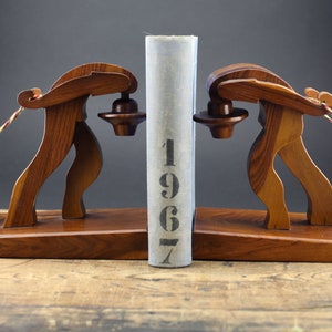 Pair of mcm wooden bookends