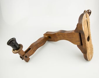 Vintage wooden swivel arm wall lamp, oak, 1970s