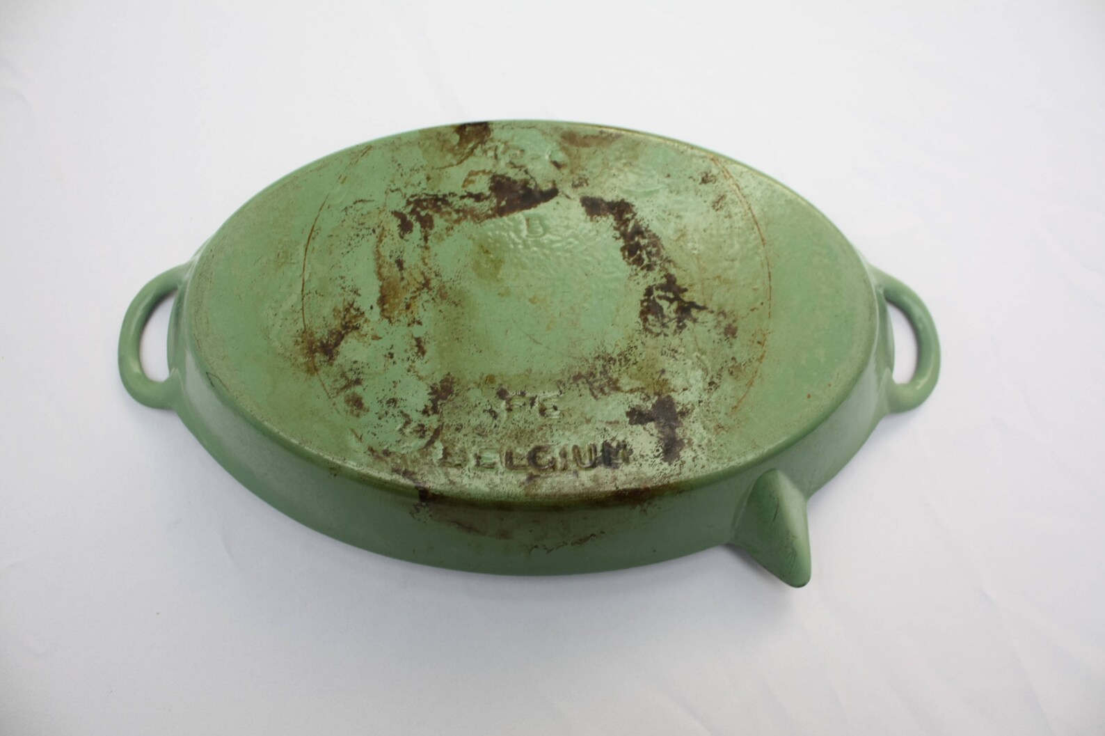 FE Belgium Cast iron enamel frying pan 1940s indestructable Etsy