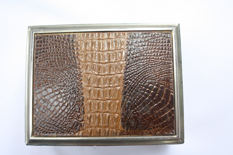 Vintage box with snake leather finishing