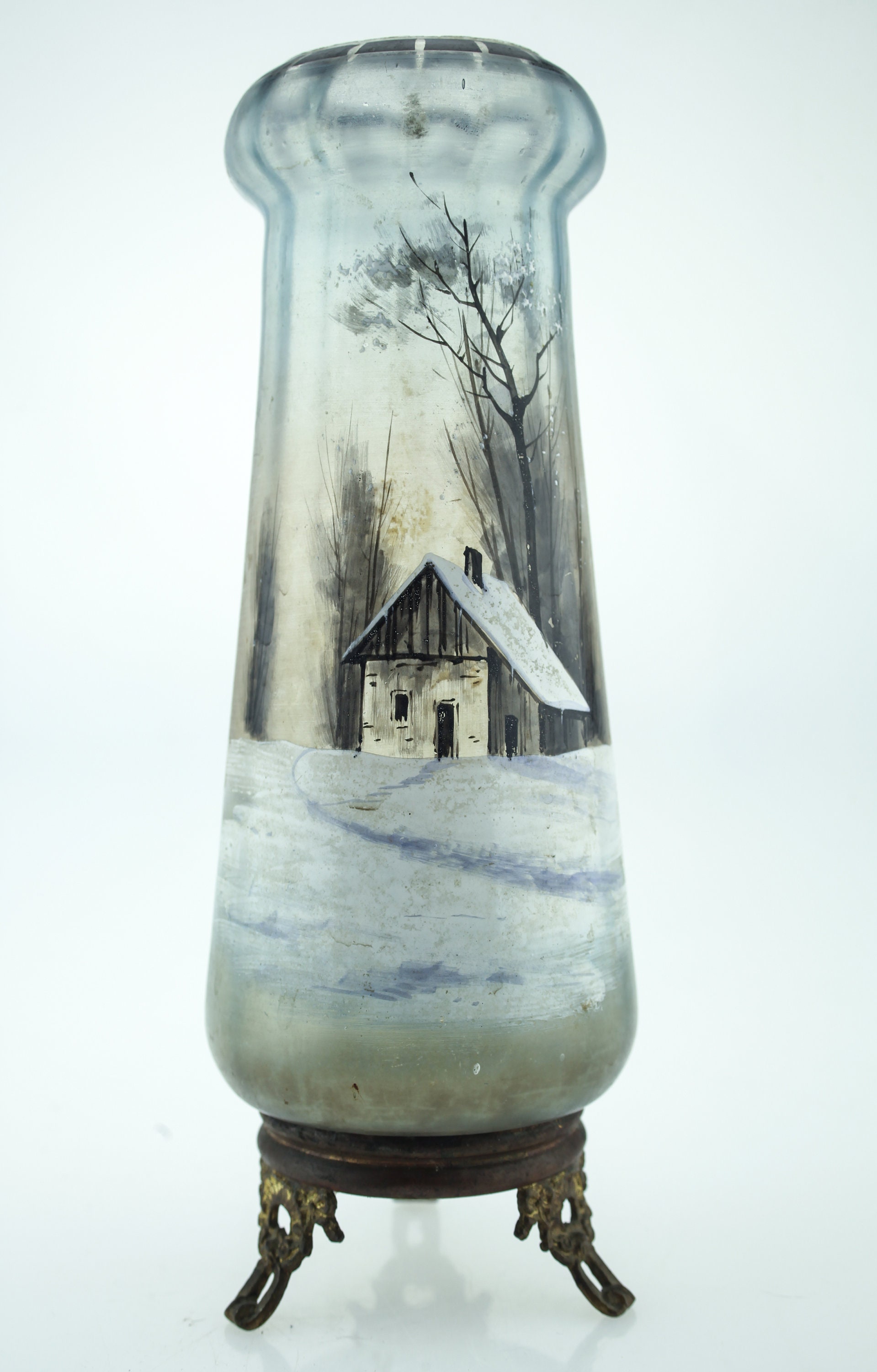 Vase En Verre Soufflé Main – Vintage 60's (vert, 18x20 Cm)