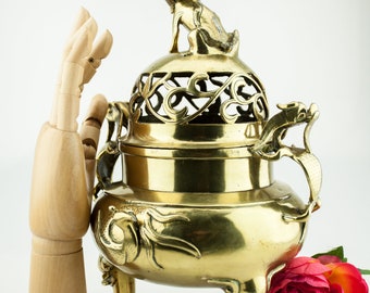 chinese heavy brass incense burner, 6 char ming mark