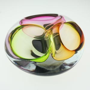 Vintage Space age czech glass Sommerso 3 section bowl