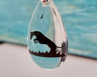 Galgo / Greyhound waterdruppel hanger 3,5 cm