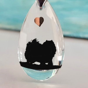 Samoyed glass water drop pendant 3,5cm high