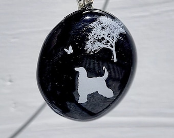 Afghan Hound fused glass  pendant