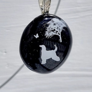 Afghan Hound fused glass  pendant