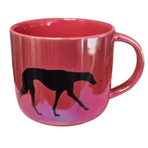 Greyhound porcelain iridescent color mug