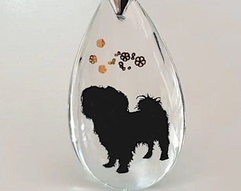 lhasa apso glass water drop pendant 3,5cm high