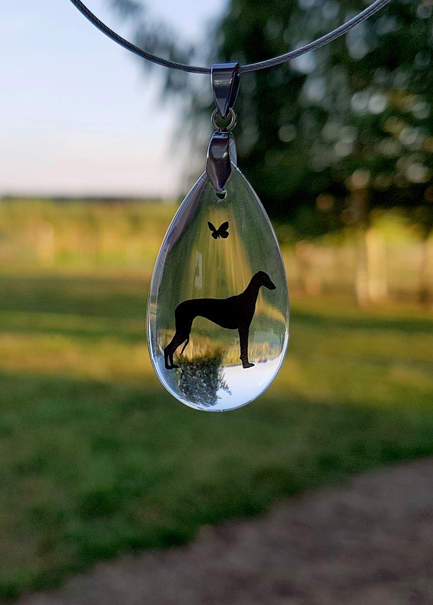 Saluki Glass Waterdrop Pendant Etsy
