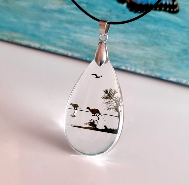 Galgo / Greyhound waterdrop pendant 5 cm image 2