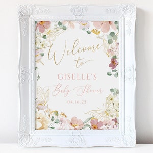 Floral Butterfly Welcome Sign TEMPLATE / Bridal Shower Welcome Sign / Baby Shower Sign / Birthday Party Sign / Butterfly Bloom  / LR2104