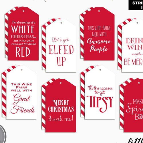 Printable Wine and Gift Tags Christmas and Holiday Wine Tags - Etsy