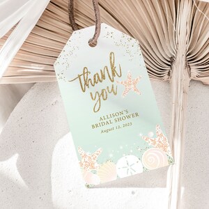 Beach Seashells Favor Tag Template / Beach Wedding or Bridal - Etsy
